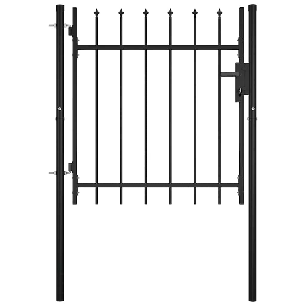 Puerta Cerca Jardin 100x75 cm Acero Punta Lanza | Revestimiento en polvo antioxidante, bisagra con bloqueo rapido, incluye postes y 3 llaves