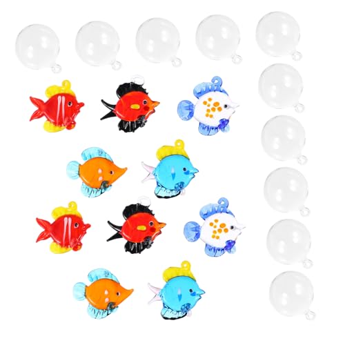 HOMOBABE 10個 ガラス製の魚形水槽装飾品 滑らかで耐久性あり 鮮やかな色彩の水族館風景置物 魚に 誕生日や引越し祝いにな水槽魅力アップア