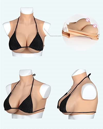 Rojolie Fake Boobs Silicone Breast Forms False Breast Plate B-G Cup Crossdresser Cosplay Breasts Enhancers