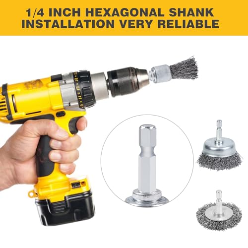 9-Piece Drill Brush Set - High Carbon Steel Wire Brushes with 1/4" Hex Shank, Skilled in Handling Metal and Non-metal Surfaces