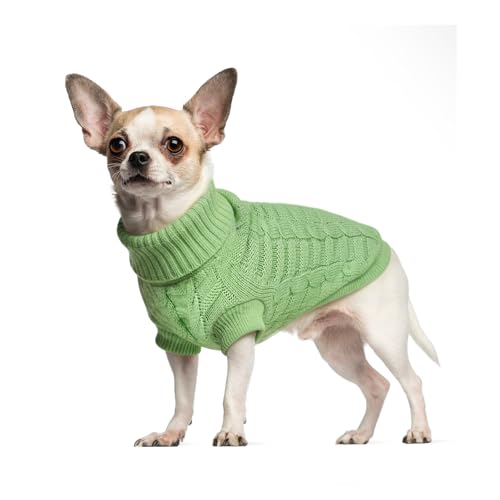 Image of Cozy Stretch Dog Turtleneck Sweater -Soft Warm Dog Knit Sweaters for Boy Girl Pets, Christmas Sweater Pullover for Small Medium Large Pup Winter Outfit,Green S