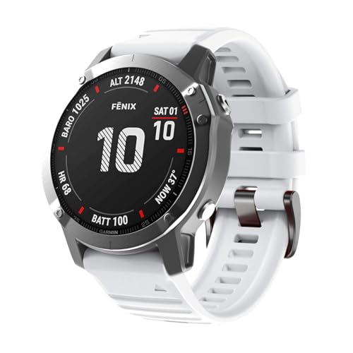 Image of ANCOOL Compatible with Fenix 6X /7X Band 26mm Quickfit Soft Silicone Watch Band Replacement for Fenix 5X /Fenix 8 51mm /Fenix 5X Plus /Fenix 3 /Fenix 6X Pro /Descent Descent MK2i Smartwatches (White)