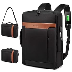 LOVEVOOK Convertible Laptop Backpack, 3 in 1 Messenger Bag Business Briefcases Fits 15.6 Inch Laptop, Shoulder Bags Computer Backpacks for Travel College Office for Men Women, Black