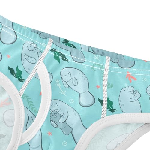 Fisyme Sea Cute Manatees Boys Underwear Briefs Soft Cotton Kids Toddler Training Underwear 4T3