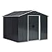 Outsunny Casetta da Giardino Porta Utensili in Lamiera di Acciaio, Capanno da Giardino in Acciaio con Porte Scorrevoli, 236x174x190cm, Grigio