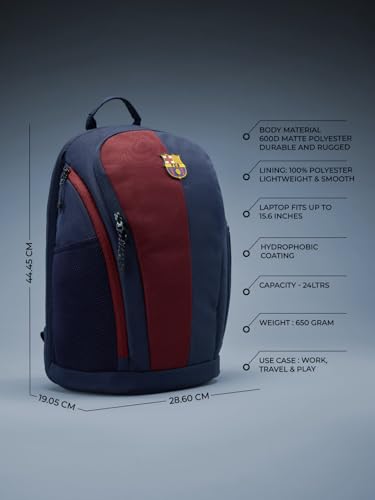 Image of The Souled Store FCB Legacy Backpack - Official FC Barcelona Red & Blue 24L Laptop & College Bag, Travel Daypack for Men & Women