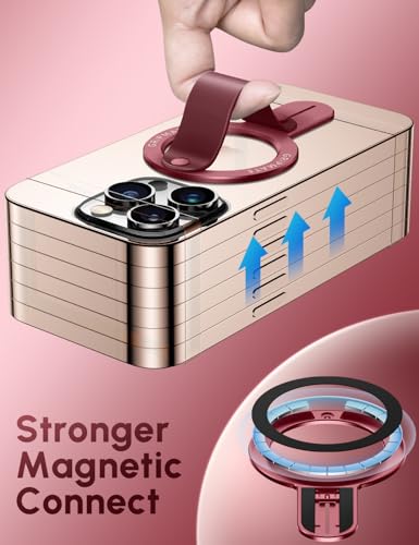 Image of GripMate for MagSafe Phone Grip for iPhone - Magnetic Phone Ring Holder Detachable for iPhone 17 Pro Max - Comfortable Finger Phone Loop Grip for Apple 16 /15 /14 /13 /12,Wine Red