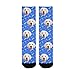 Custom Personalized Printed Photo Socks, Turn Your Picture Face into Cat and Dog Tracks Paws Bones Dark Blue Crew Socks Unisex Women Men