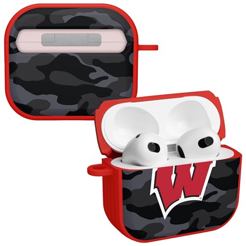 AFFINITY BANDS Wisconsin Badgers Camo HDX Case Cover Compatible with Apple AirPods Generation 3