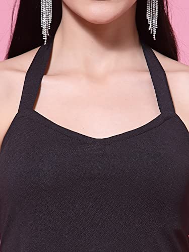 Image of OOMPH! Women Mini /Short Bodycon Dress in Lycra Blend Fabric with Halter Neck and No Sleeves