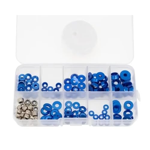 RC Modifications Spare For All 1/10 1/8 Aluminum Alloy Washer Screw Countersunk M2.5 M3 M4 Screw Washer Decoration Kit RC Car Models(Blue)