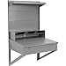 34-1/2"W x 30"D x 61"H Wall Mount Shop Desk with Pigeonhole Riser, Pegboard Panel & Top Shelf, Gray