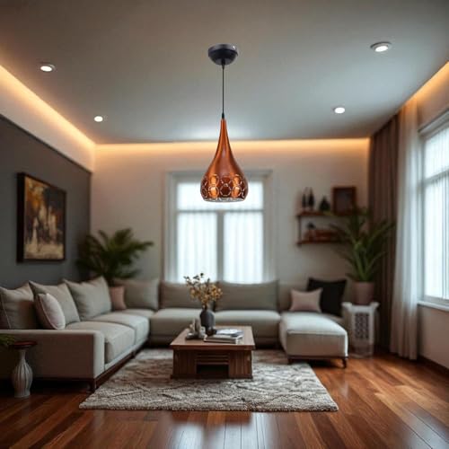 Image of GreyWings Orange Aluminium Hanging Light for Home | Designer Pendant Light with E27 Holder | Modern Ceiling Hanging Lamp for (Bulb is not Included) Small Pack of 4