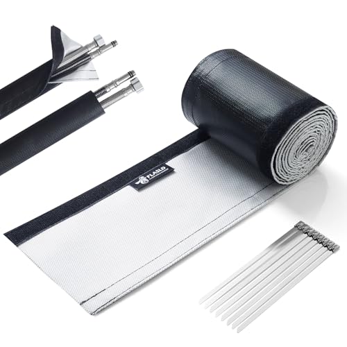 FLASLD 2-1/4" I.D. x 3FT Wire Heat Shield for Hose Lines & Electrical Wiring, Heat Shield Wrap Automotive for Exhaust and High-Temperature Pipes with Stainless Steel Ties, Black