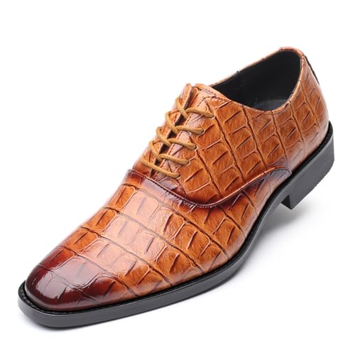 Men'S Stone Pattern Leather Dress Oxford Shoes,Fashion Comfortable Pointed Toe Lace Up Low Top Suit Shoes,for Classic Business Formal Derby Shoes2