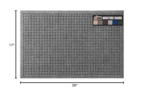 GORILLA GRIP Front Door Mat, Indoor Outdoor Ultra Absorbent HydroAbsorb Doormat, Absorbs Up to 1.7 Cups of Water, Stain and Fade Resistant, Rubber Backing Doormats, Captures Dirt, 29x17 Gray