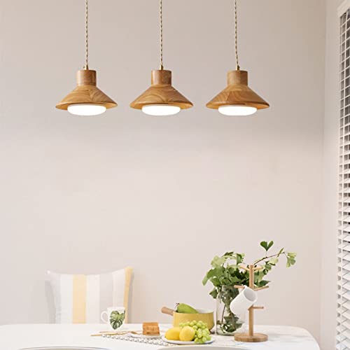 Lámpara colgante E27 de comedor estilo japonés hecha de tronco natural 7