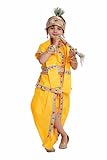 Kaku Fancy Dresses Bal Krishna Dress Cotton Fabric for Baby Boy & Girl, Janmashtami Dress with Accessories, 2-3 Years