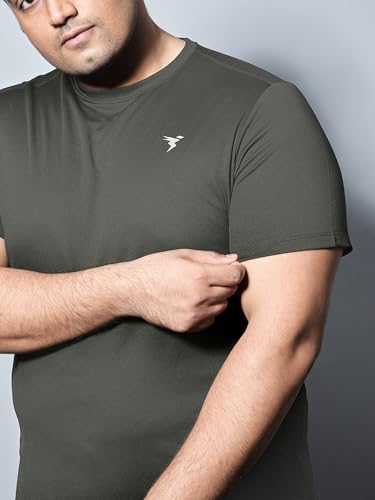 Image of TECHNOSPORT Men's TECHNOCOOL+ Slim Fit Sports T-Shirt Quick Dry Round Neck Performance Tee with UPF 50+, Anti-Odour, Anti-Microbial & 2-Way Stretch Gym, Running, Training & Casual Wear