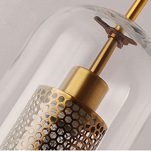 Lustre suspension LED anti-éblouissement en maille de fer et verre pour éclairer votre table