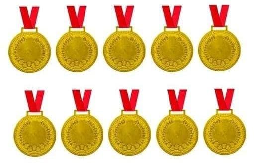 Metal Winner Medal with Ribbon | Gold Silver Bronze Award Medal for Sports & Games (Gold Pack of 50)-picture-27