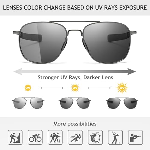 Image of SUNGAIT Men's Military Style Polarized Pilot Aviator Sunglasses - Bayonet Temples