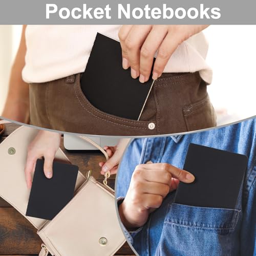 Image of LABUK 12pcs Pocket Notebook, Lined Mini Notebooks, 3.5 x 5.5in Memo Notepad Softcover, Black Notebook for Men Women Kids, 30 Sheets, 60 Lined Pages