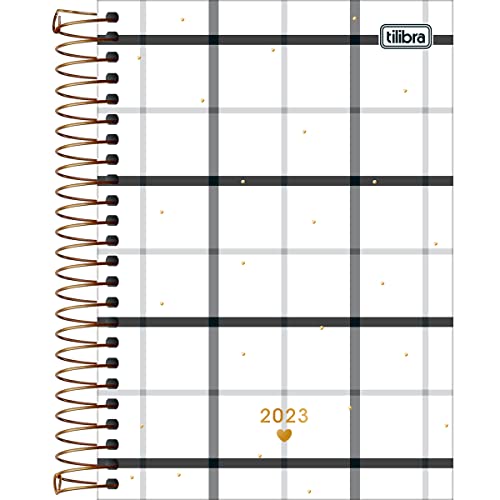 Agenda Espiral Diária 14 x 20 cm West Village 2023 - Fundo Branco com Quadriculado - Tilibra