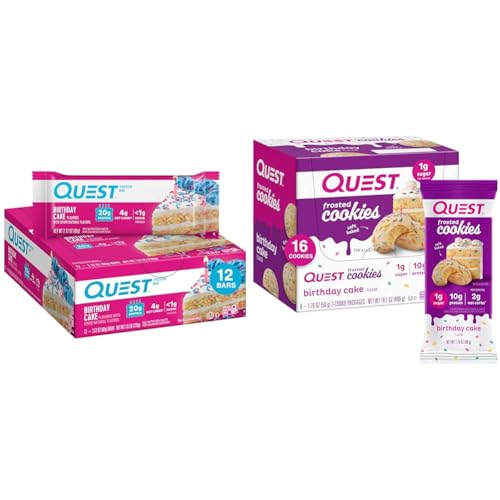 Quest Birthday Cake Protein Bars 12 Count and Frosted Cookies Twin Pack miniatura 1