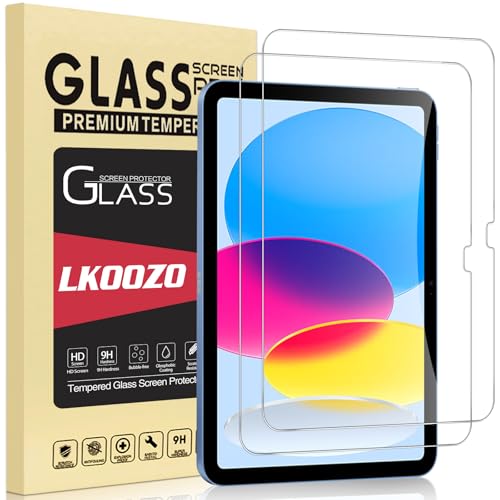 LKOOZO Lot de 2 Protection Écran pour iPad (A16) 11ème Génération 11 Pouces 2025 / iPad 10ème Génération 10.9 Pouces 2022 Verre Trempé avec HD Clair...