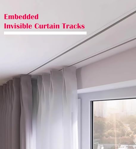 Tringle à rideau invisible réglable de 0,9 à 3 m pour cloisons de pièce et traitements de fenêtre – Design blanc élégant pour décoration de maison et de bureau