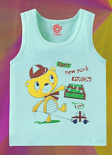 Image of BENAVJI Light Color Printed Soft Cotton Regular Fit Sleevless Baniyan Unisex Boys' & Girls Kids Vest Pack of 6