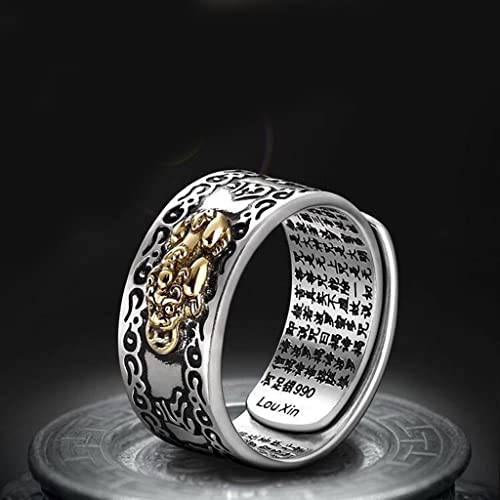 Ankexin Anel Feng Shui Pixiu Mani Mantra for Wealth Anel Amuleto Riqueza Sorte Abrir Anel Ajustável