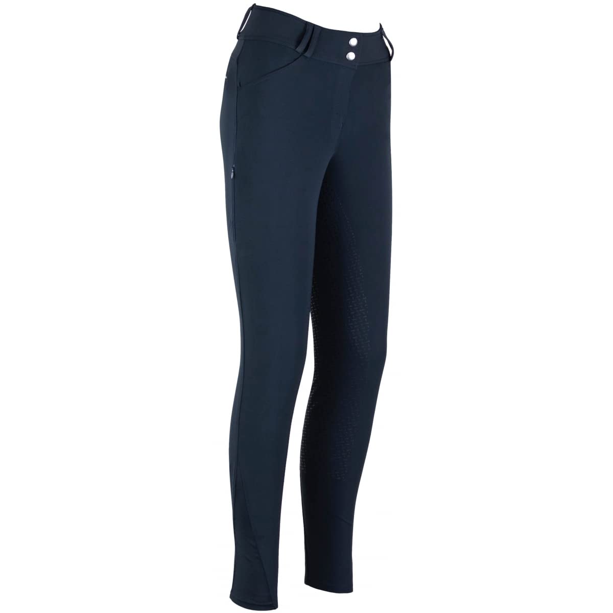 Lazura - Reithose für Damen Breeze – Dunkelblau – Gr. 34-46 | Vollbesatzreithose mit seitlicher Handytasche & Komfortbund – Reitleggings mit Vollbesatz aus Silikon – Reitbekleidung