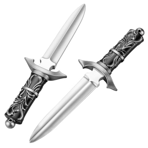 Hapdream 2 Pcs Fake Foam Dagger, Realistic Fake Short Sword Knife Role-Play Accessory, Martial Arts Weapons Prop for Play Fighting, Halloween Cosplay and Assassins Costume Accessory