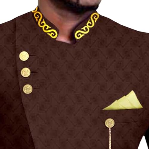 Ensemble africain deux pièces boutonné avec imprimé dashiki chic - 2