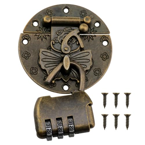 Image of PIYAANYO Vintage Brass Cipher Padlock with Screws for Small Wooden Jewelry Boxes, Cabinet latches 1PCS
