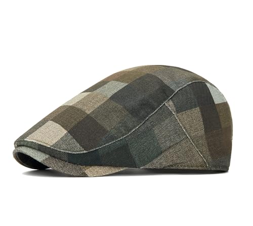 Image of Quanhaigou Men's Cotton Flat Ivy Gatsby Newsboy Driving Hat Adjustable Irish Cabbie Ivy Driving Hunting Cap