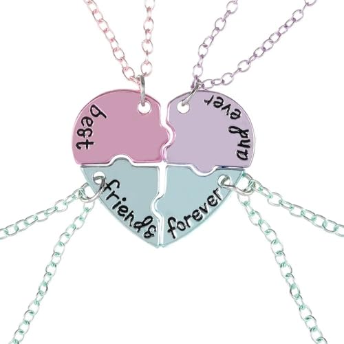 Zhang shine 4 Best Friend Friendship Necklaces for Women Men Puzzles Heart Matching Necklace For...