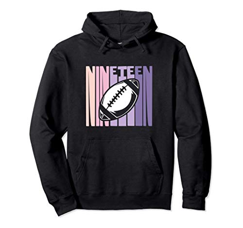 19 Cumpleaños Niña Retro Fútbol Americano 19 Años Sudadera con Capucha