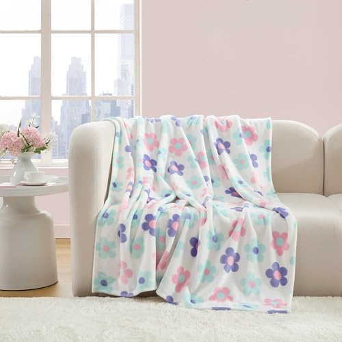 Image of Betsey Johnson - Blanket, Buttery-Soft Throw Blanket for Couch or Bed, Boldly Plush & Oversized Bedding (Retro Daisy Toss Purple, 50 inch x 70 inch)
