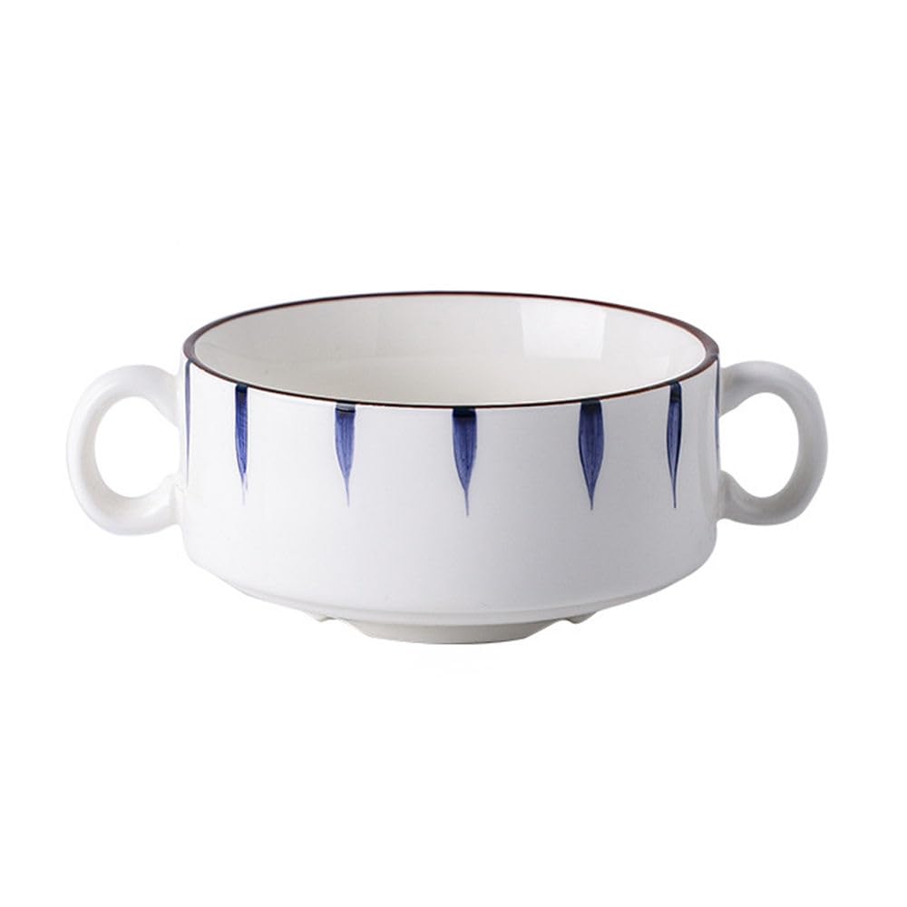 DouYuan Ceramic Breakfast Bowl, 300ml Soup Bowl, Porcelain Bowl for Dessert, Rice, Cereal, Ice Cream, Salad, Fruit, Microwave & Dishwasher Safe