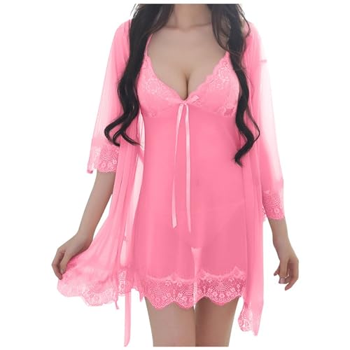 Generisch Pijamas sin Rimless de Encaje Camisón de Seda Mujeres Conjuntos de Lencería 2026 Sexy Traje Rave Sexy Sexy Sexy Sujetador Erótico, Rosa., XXL