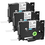 GREENCYCLE 3PK Replacement Black on White Standard Laminated Tape 12mm 0.47' TZe-231 TZ-231 AZE...