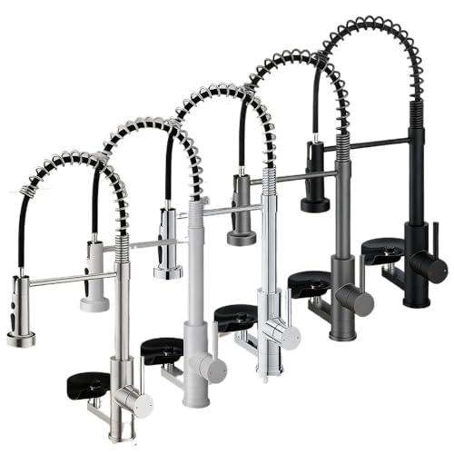 Modern Kitchen Sink Faucet With Cup Washer Flexible Drop Down Stream Sprayer Kitchen Mixer Taps Hot Cold Spring Kitchen Faucets(White,G3/8)