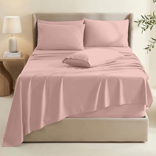 Image of Hearth & Harbor Bed Sheets, Luxury Soft 6 Piece Bed Sheet Set Extra Deep Pocket Fitted Sheets Fits Mattress up to 21 inch, Double Brushed Bedding Sheets & Pillowcases,