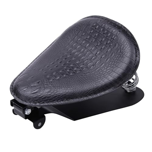 Image of DREAMIZER Motorcycle Seat Cushion Driver Solo Seats with Spring Bracket PU Leather Compatible with Harley Honda Yamaha Kawasaki Sportster Iron 883 1200 Chopper Bobber Cafe Racer-Crocodile Style