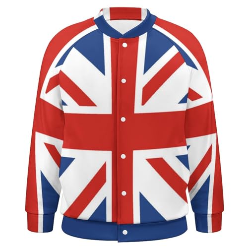Union Jack UK Flag Men's Bomber Jacket Lightweight Casual Baseball Coats Streetwear With Pocket3