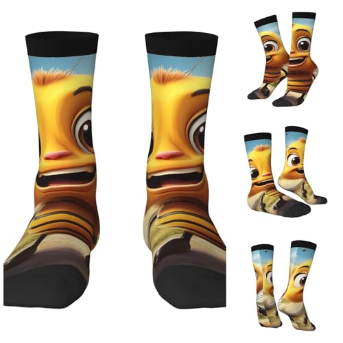 LZQPOEAS Bee Athletic Socks Unisex Cushioned Crew Socks Hiking Running Calf Sock Soft Above Ankle Sock