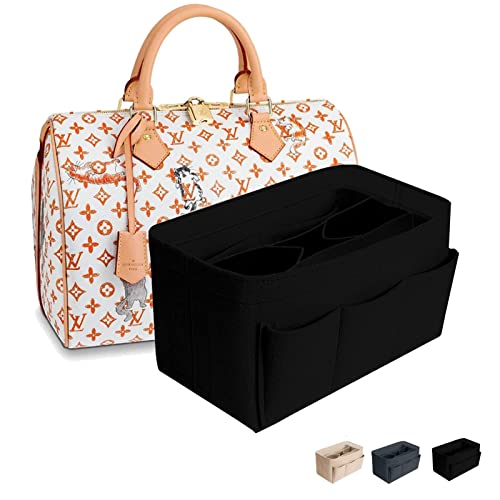 Lohofrnny Organisateur de Sac à Main en Feutre, Sac de Rangement Intérieur pour Femmes avec Multi-Poches Organisateur, Organisateur de Sac à Main Multifonctionnel Maquillage Organisateur (Noir) Cover